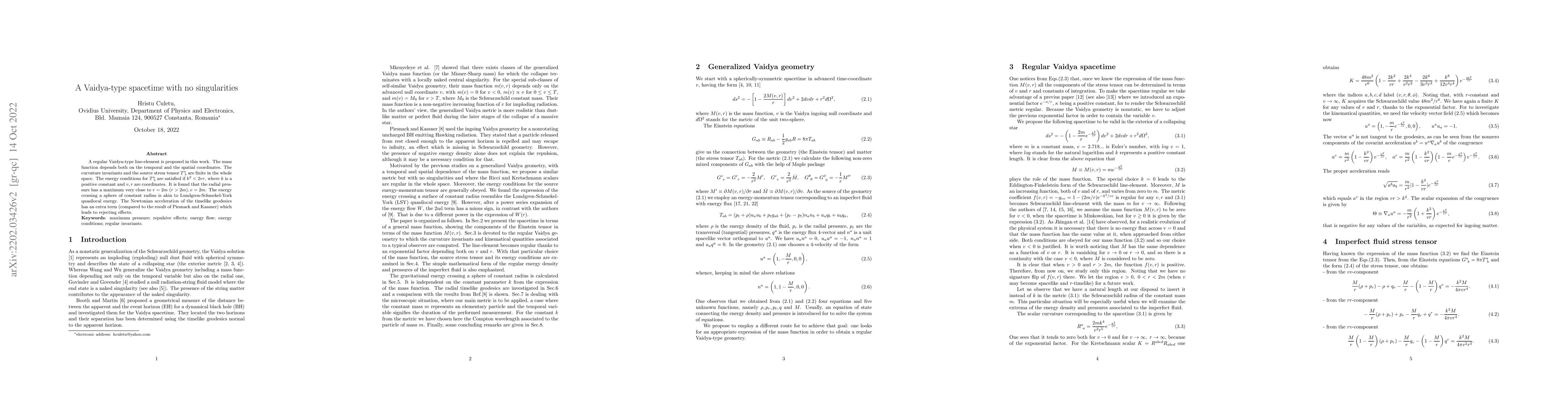 Thumbnail for A Vaidya-type spacetime with no singularities
