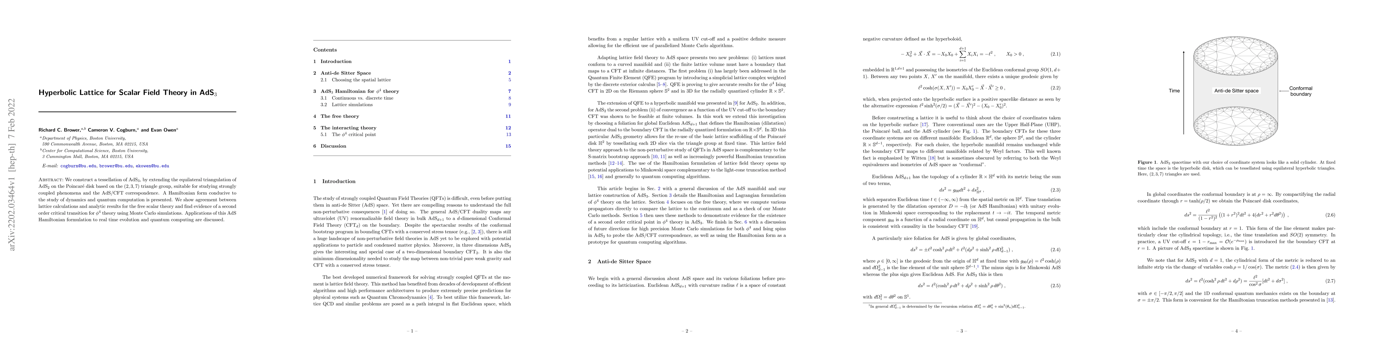 Thumbnail for Hyperbolic Lattice for Scalar Field Theory in AdS$_3$