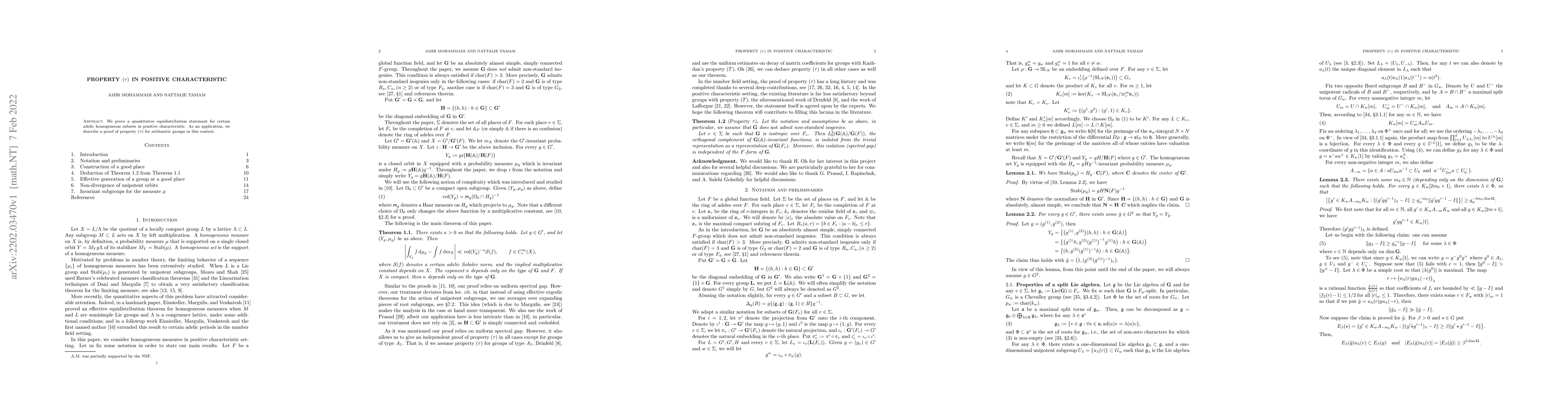 Thumbnail for Property tau in positive characteristic