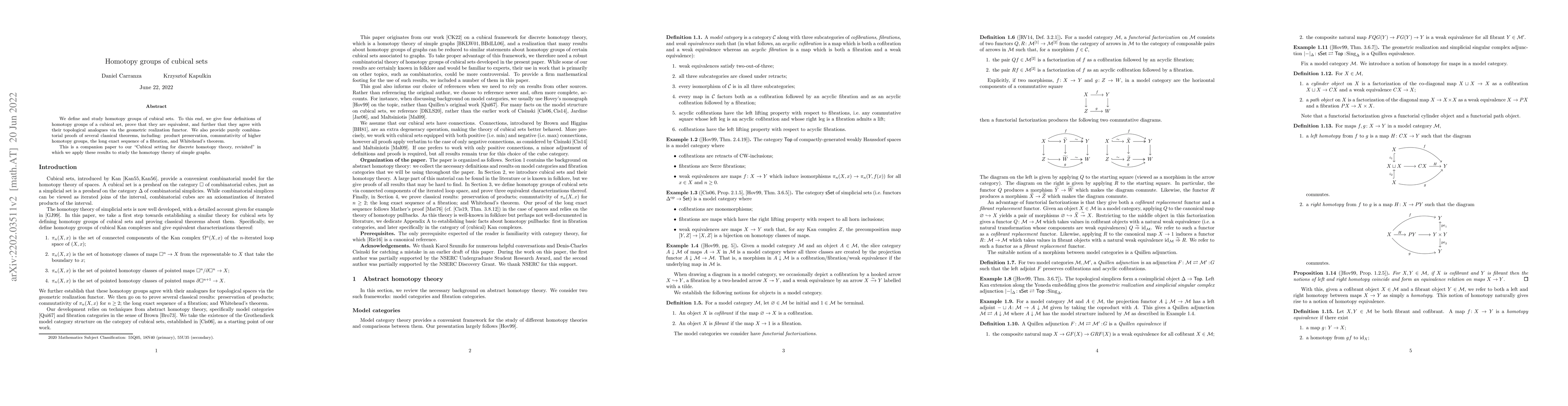 Thumbnail for Homotopy groups of cubical sets