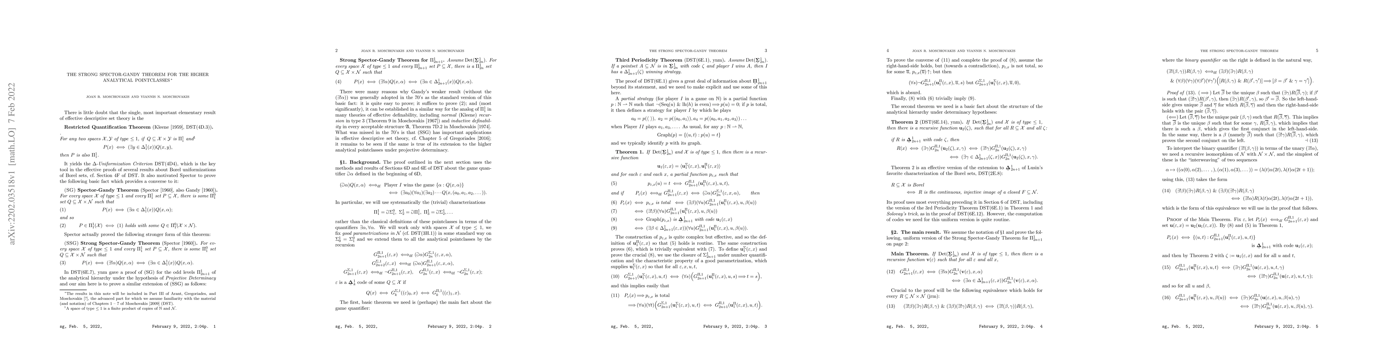 Thumbnail for The strong Spector-Gandy Theorem for the higher analytical pointclasses