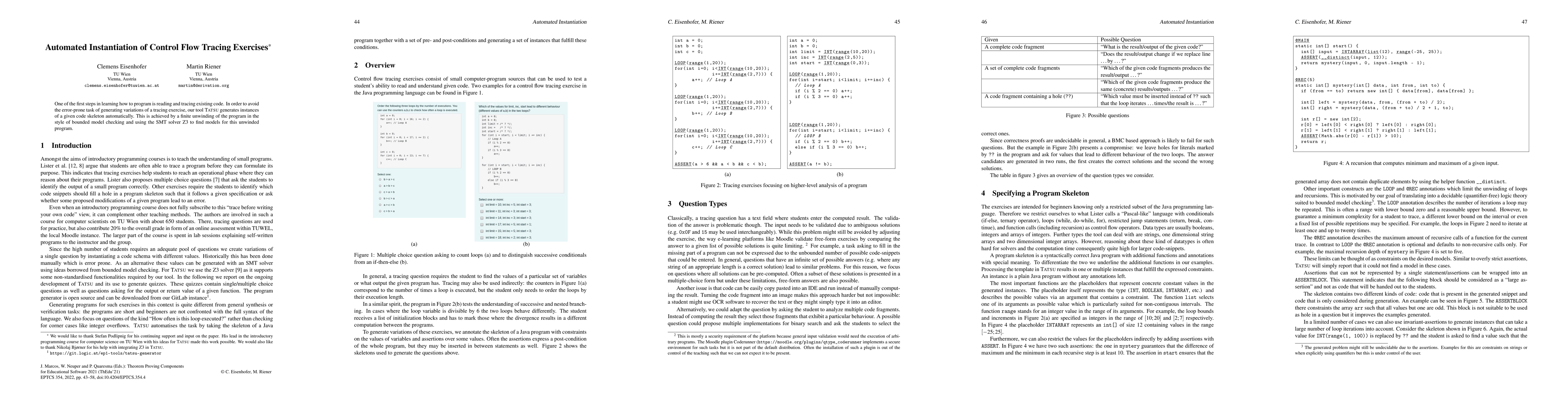 Thumbnail for Automated Instantiation of Control Flow Tracing Exercises