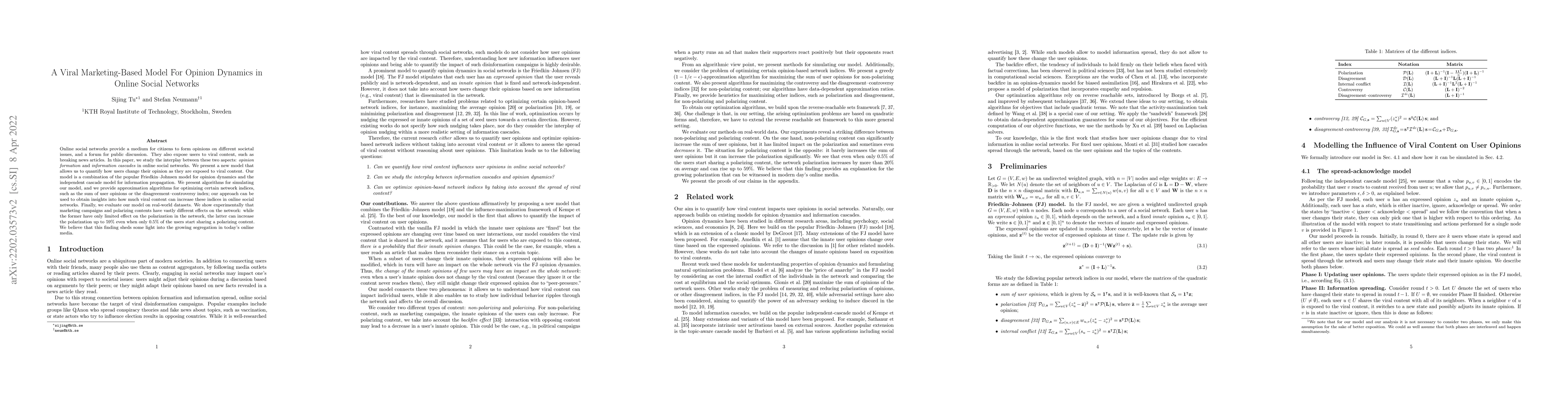 Thumbnail for A Viral Marketing-Based Model For Opinion Dynamics in Online Social
  Networks