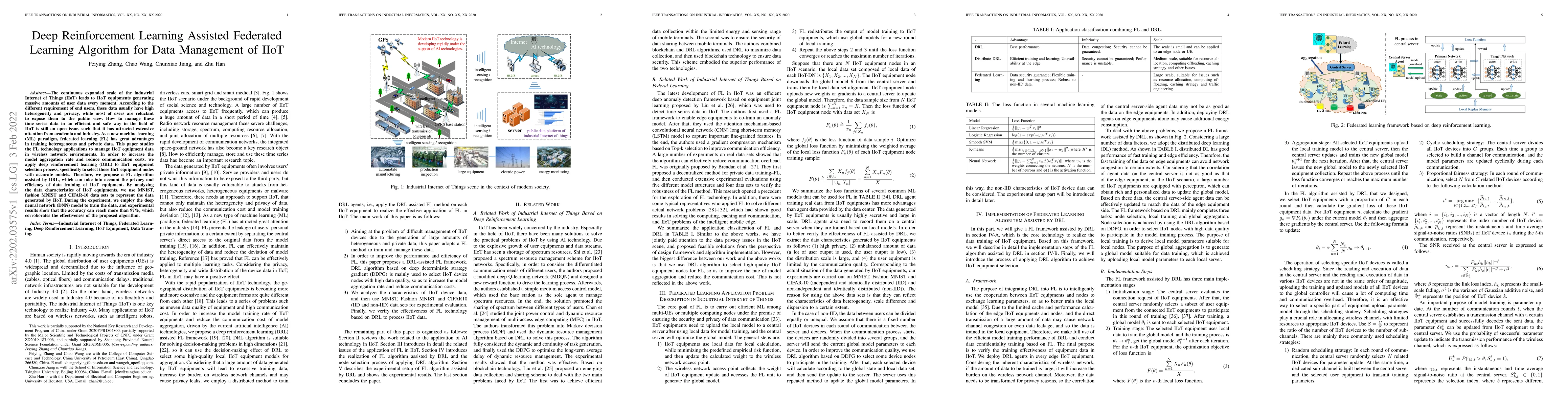 Thumbnail for Deep Reinforcement Learning Assisted Federated Learning Algorithm for
  Data Management of IIoT