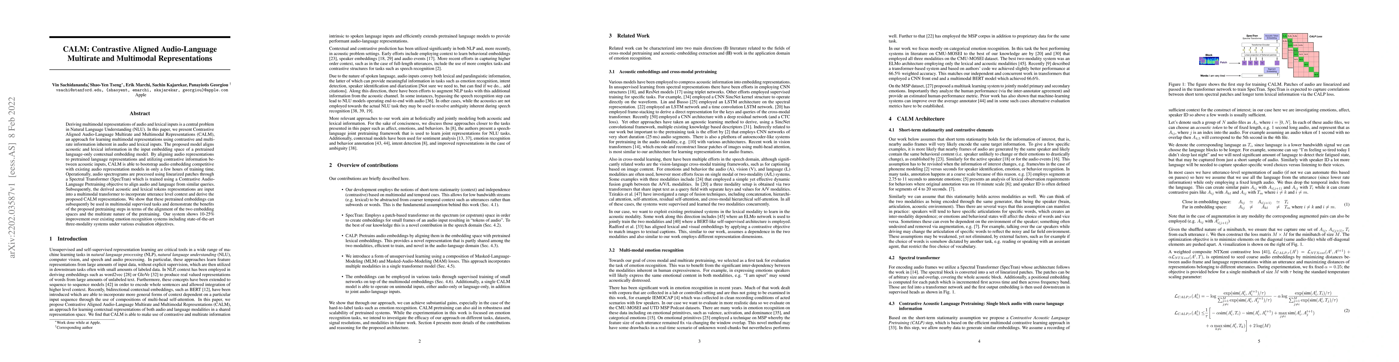 Thumbnail for CALM: Contrastive Aligned Audio-Language Multirate and Multimodal
  Representations