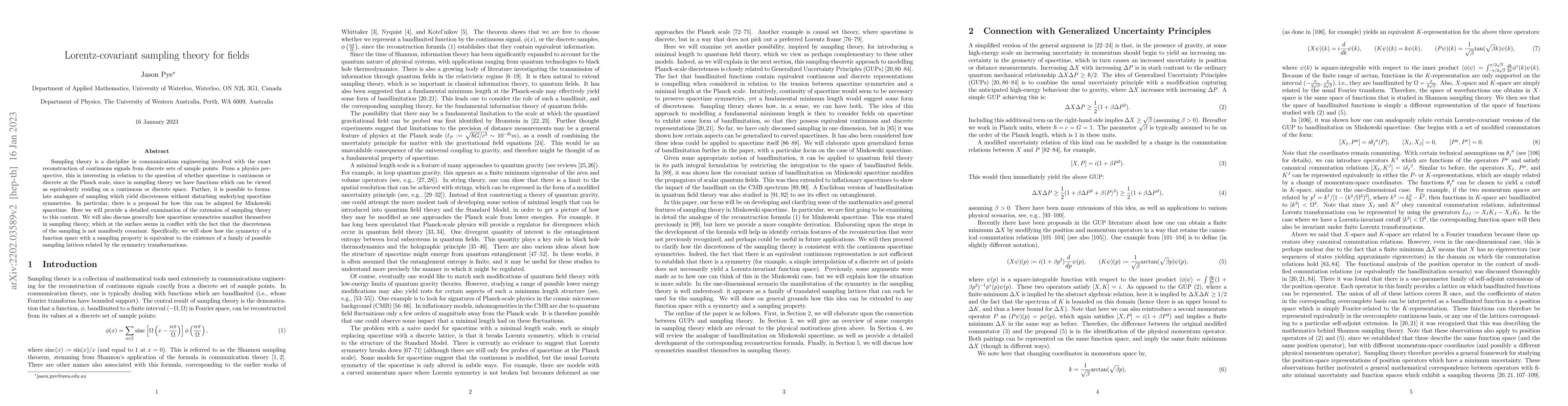 Thumbnail for Lorentz-covariant sampling theory for fields