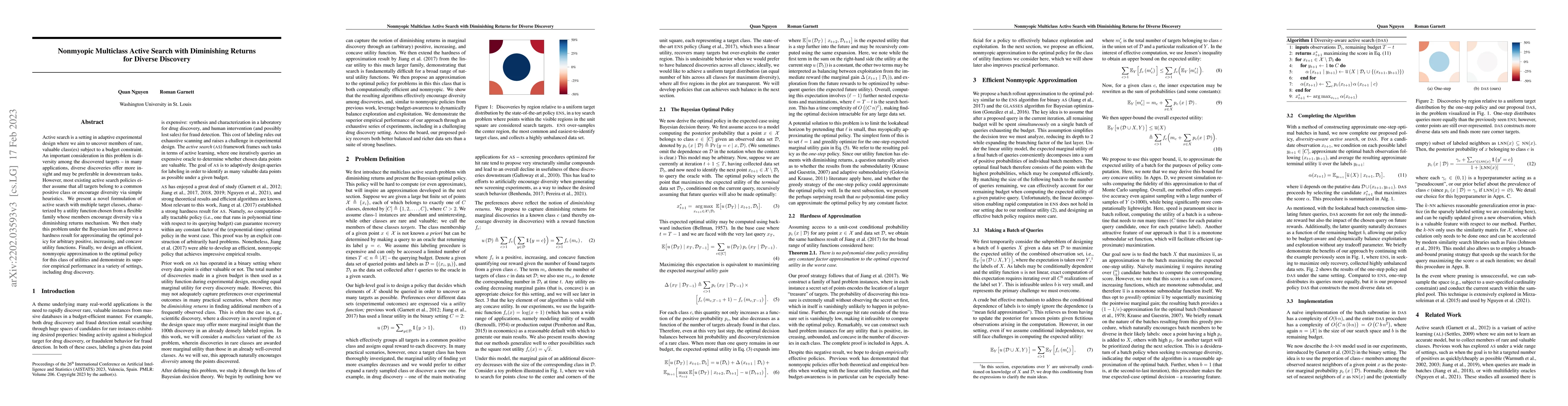 Thumbnail for Nonmyopic Multiclass Active Search with Diminishing Returns for Diverse
  Discovery
