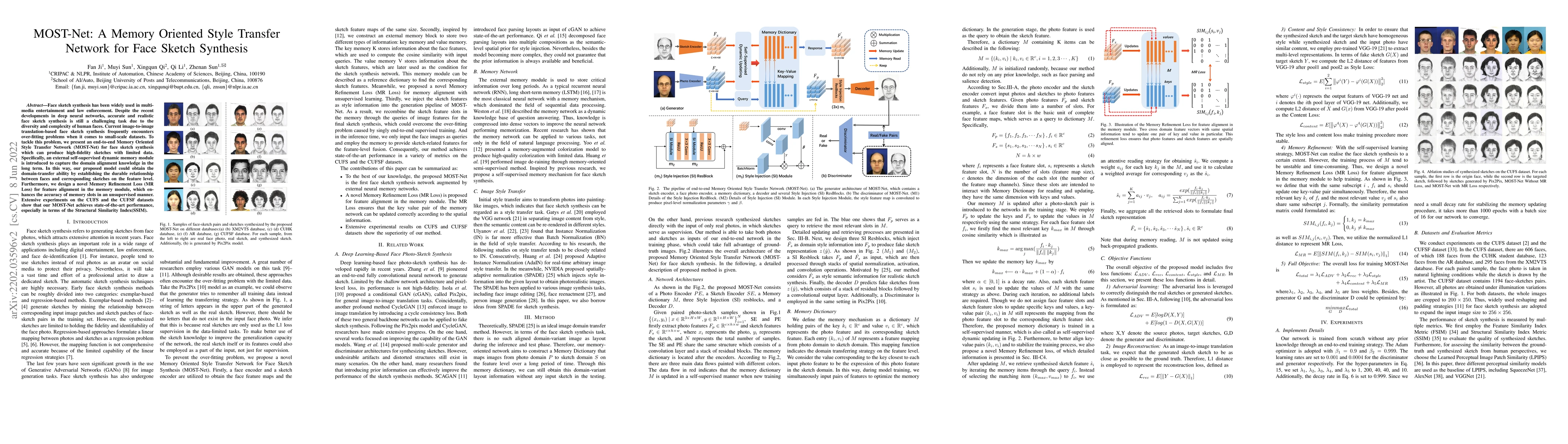 Thumbnail for MOST-Net: A Memory Oriented Style Transfer Network for Face Sketch
  Synthesis