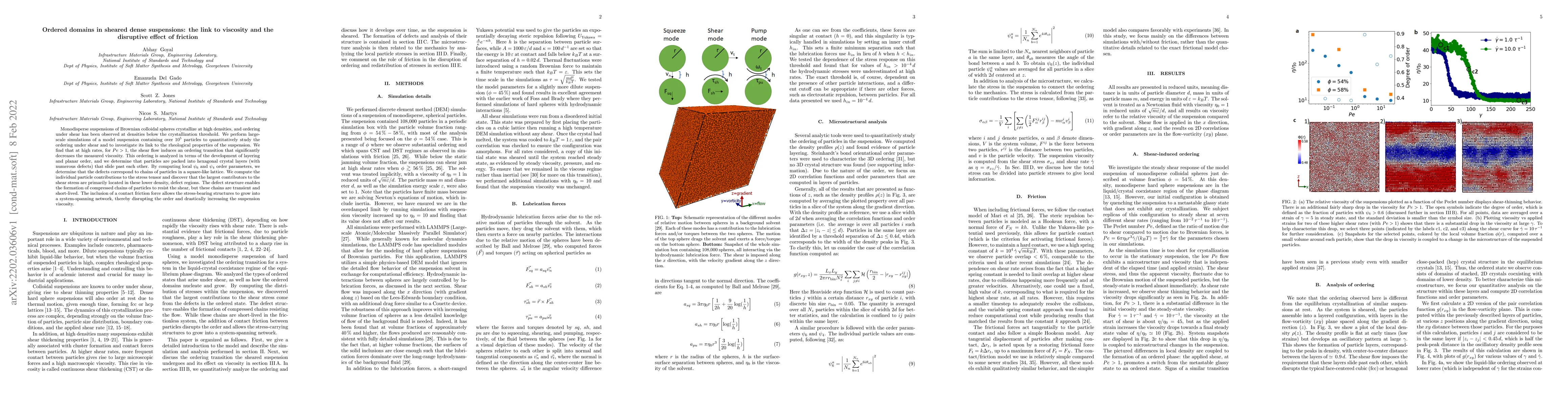 Thumbnail for Ordered domains in sheared dense suspensions: the link to viscosity and
  the disruptive effect of friction