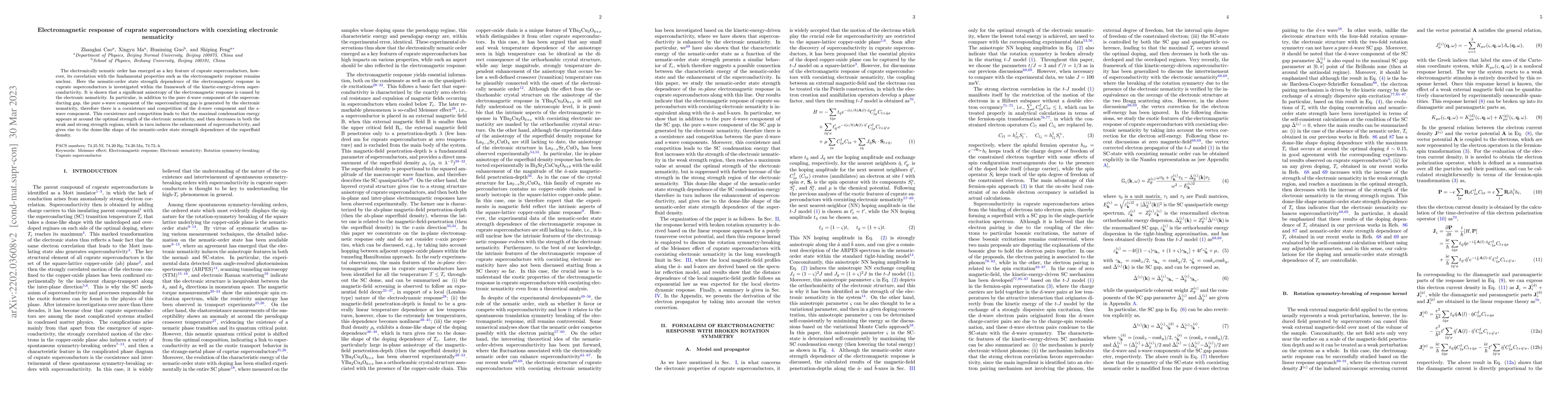 Thumbnail for Electromagnetic response of cuprate superconductors with coexisting
  electronic nematicity