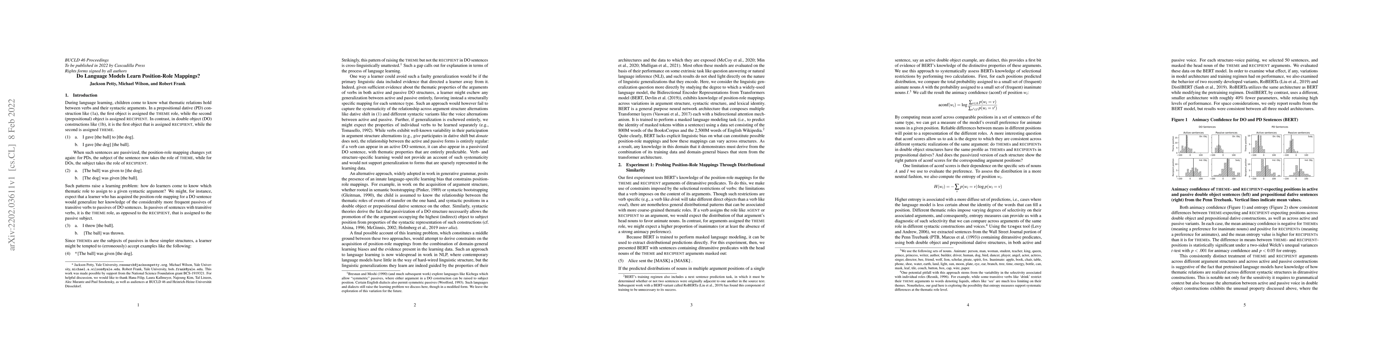 Thumbnail for Do Language Models Learn Position-Role Mappings?