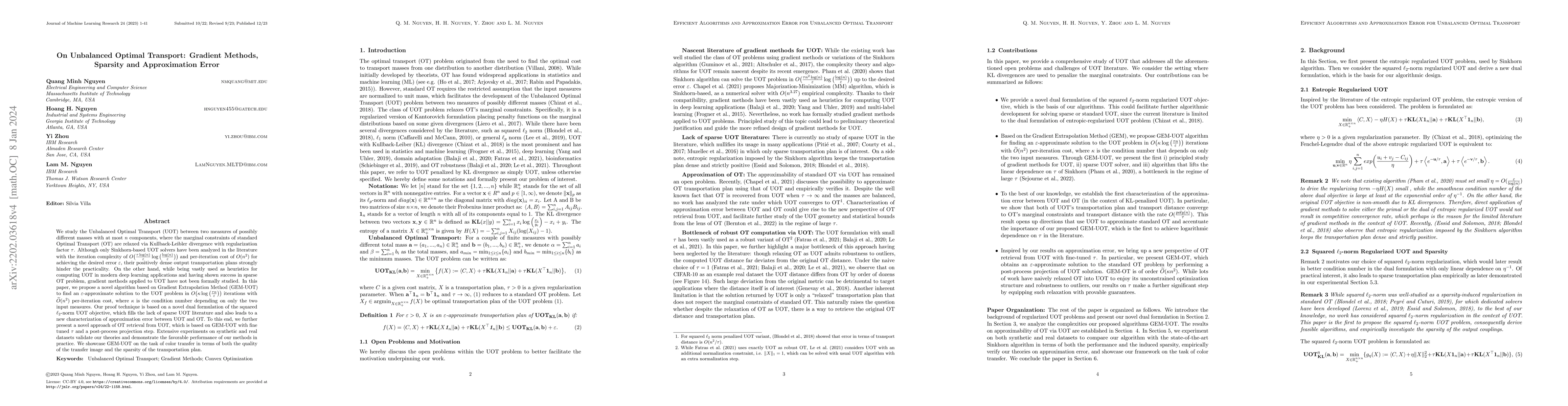 Thumbnail for On Unbalanced Optimal Transport: Gradient Methods, Sparsity and
  Approximation Error