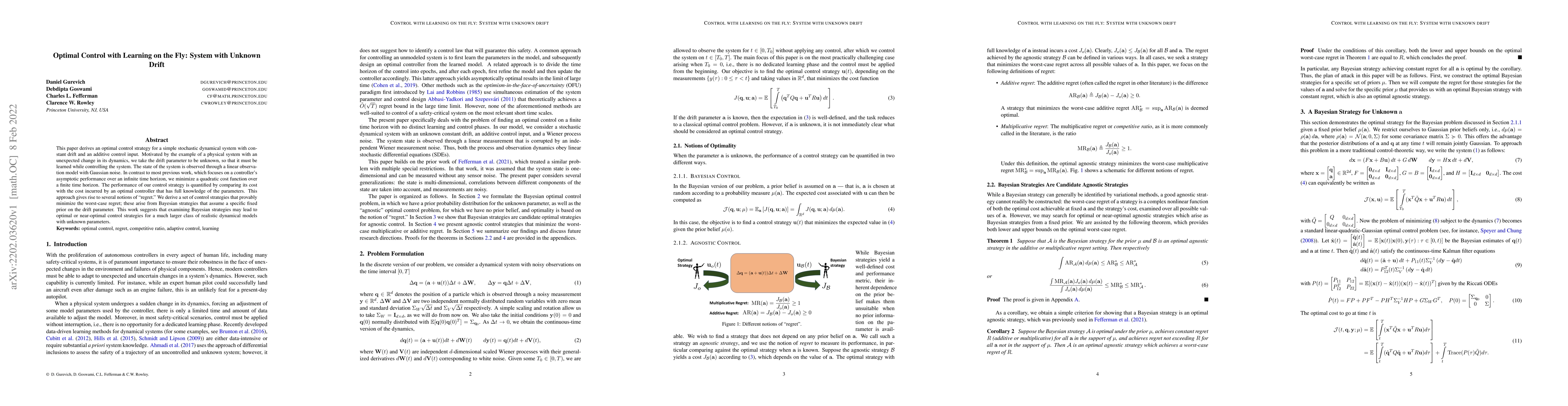 Thumbnail for Optimal Control with Learning on the Fly: System with Unknown Drift