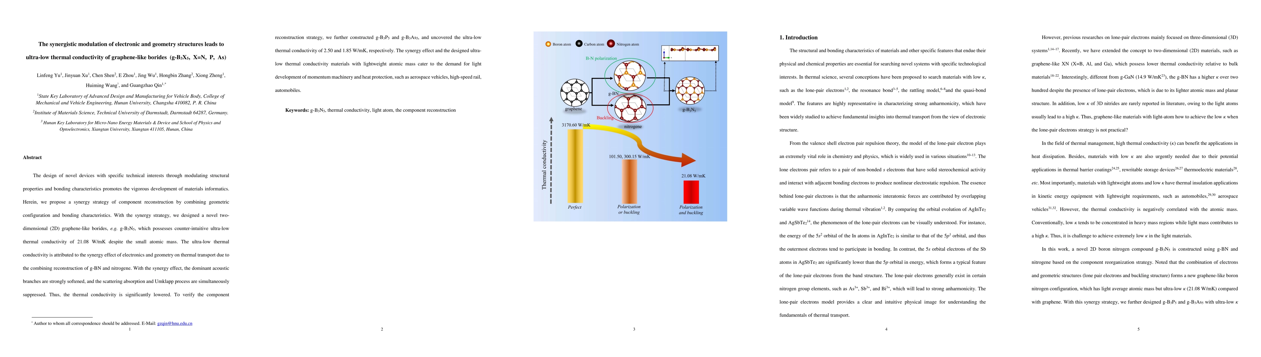Thumbnail for The synergistic modulation of electronic and geometry structures leads
  to ultra-low thermal conductivity of graphene-like borides (g-B3X5, X=N, P,
  As)
