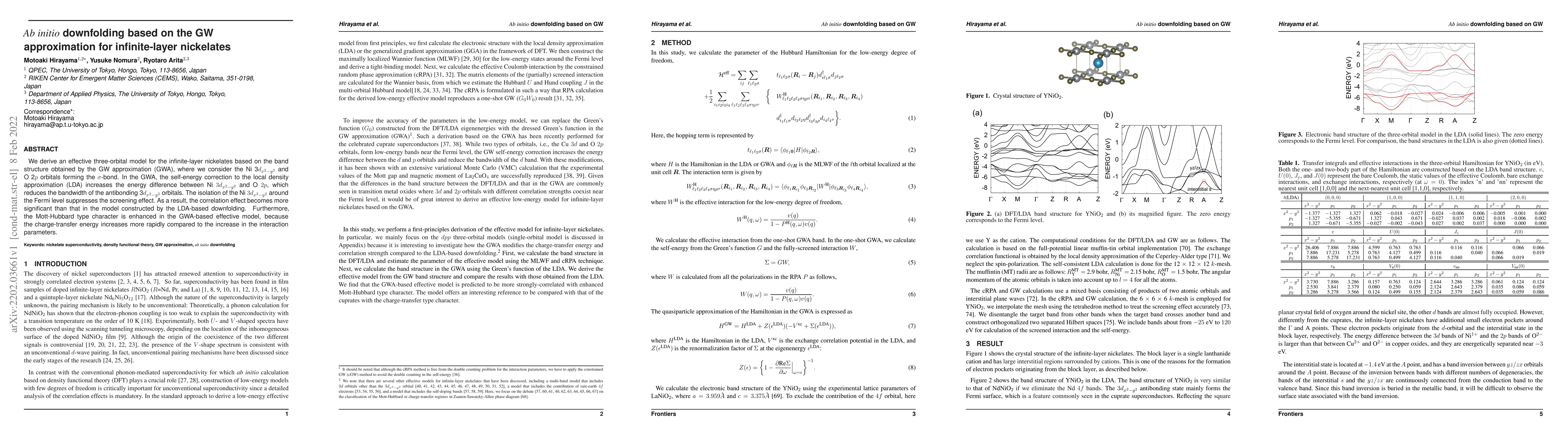 Thumbnail for $\textit{Ab initio}$ downfolding based on the GW approximation for
  infinite-layer nickelates