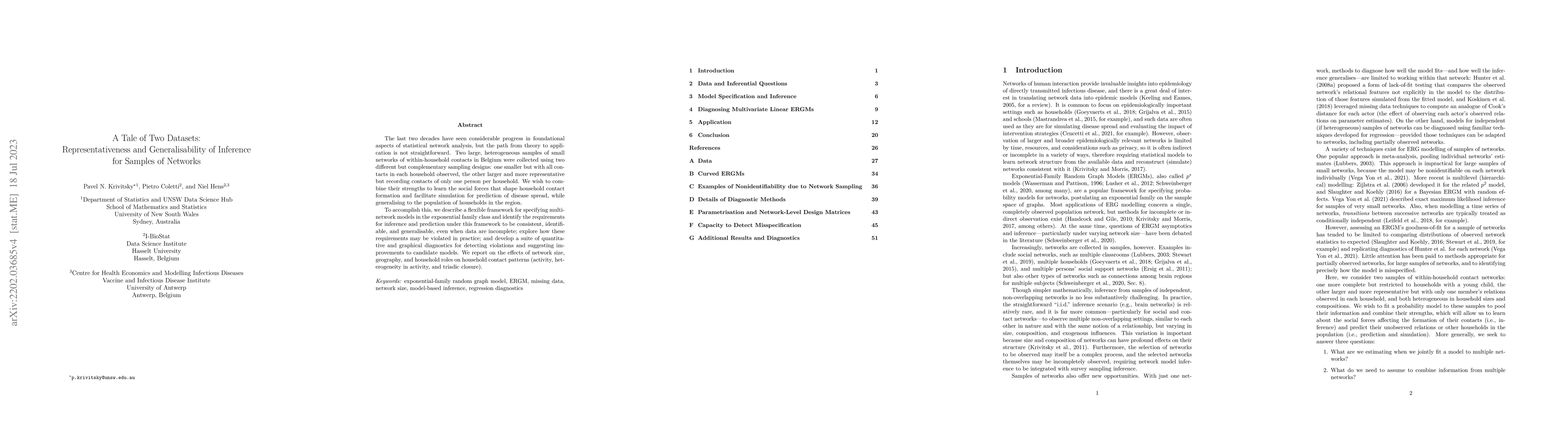 Thumbnail for A Tale of Two Datasets: Representativeness and Generalisability of
  Inference for Samples of Networks