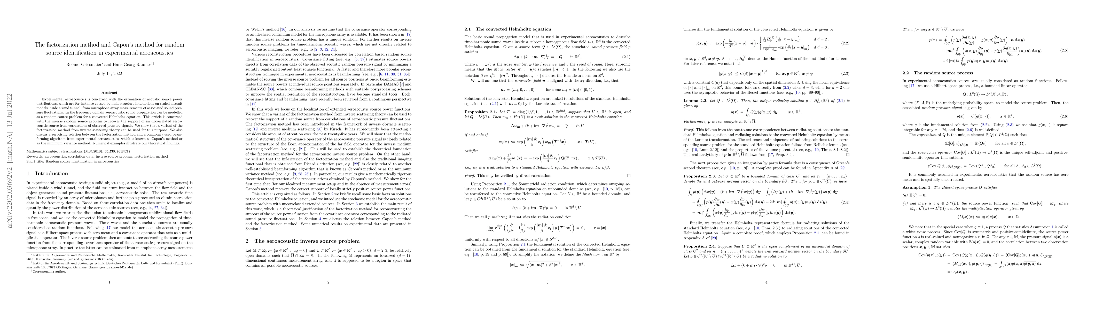 Thumbnail for The factorization method and Capon's method for random source
  identification in experimental aeroacoustics