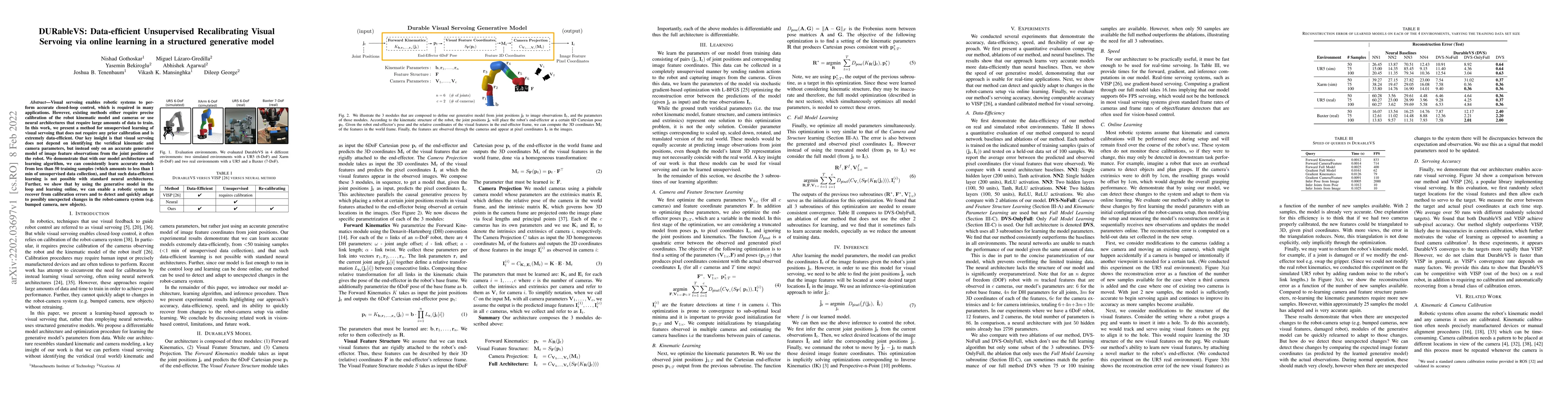 Thumbnail for DURableVS: Data-efficient Unsupervised Recalibrating Visual Servoing via
  online learning in a structured generative model