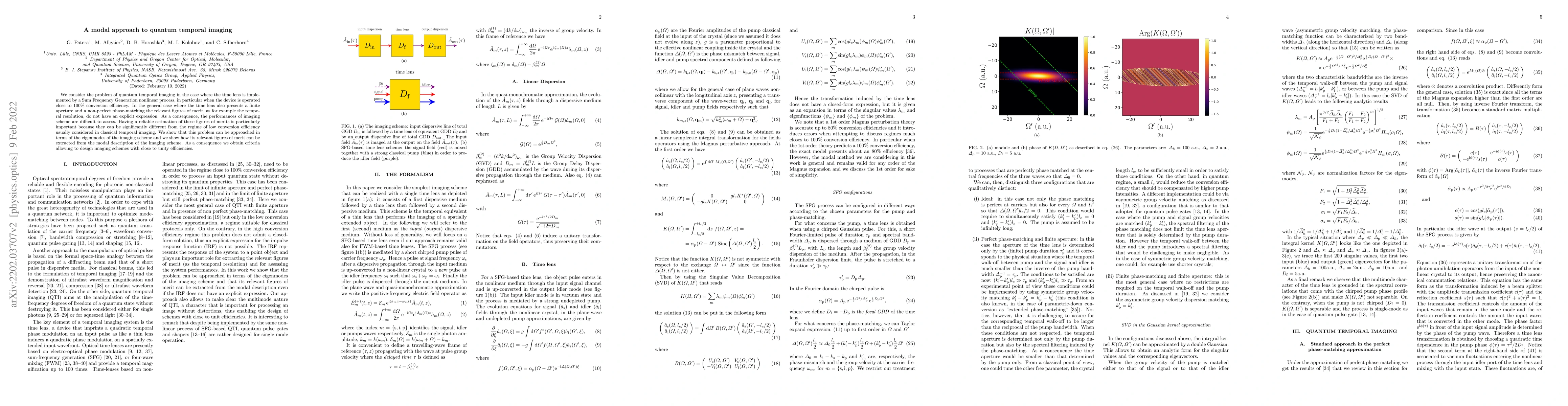 Thumbnail for A modal approach to quantum temporal imaging
