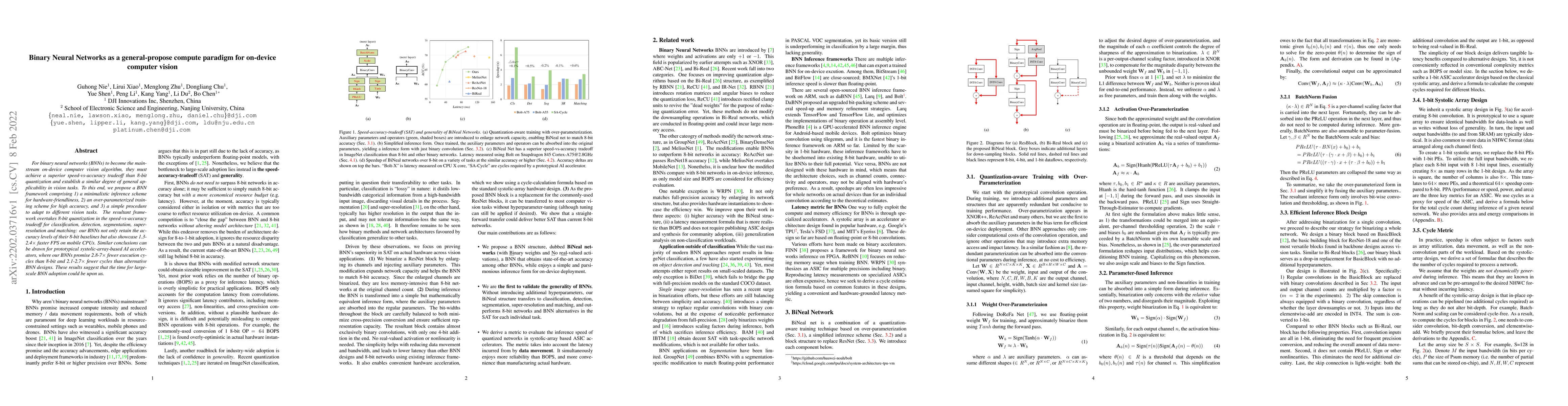 Thumbnail for Binary Neural Networks as a general-propose compute paradigm for
  on-device computer vision