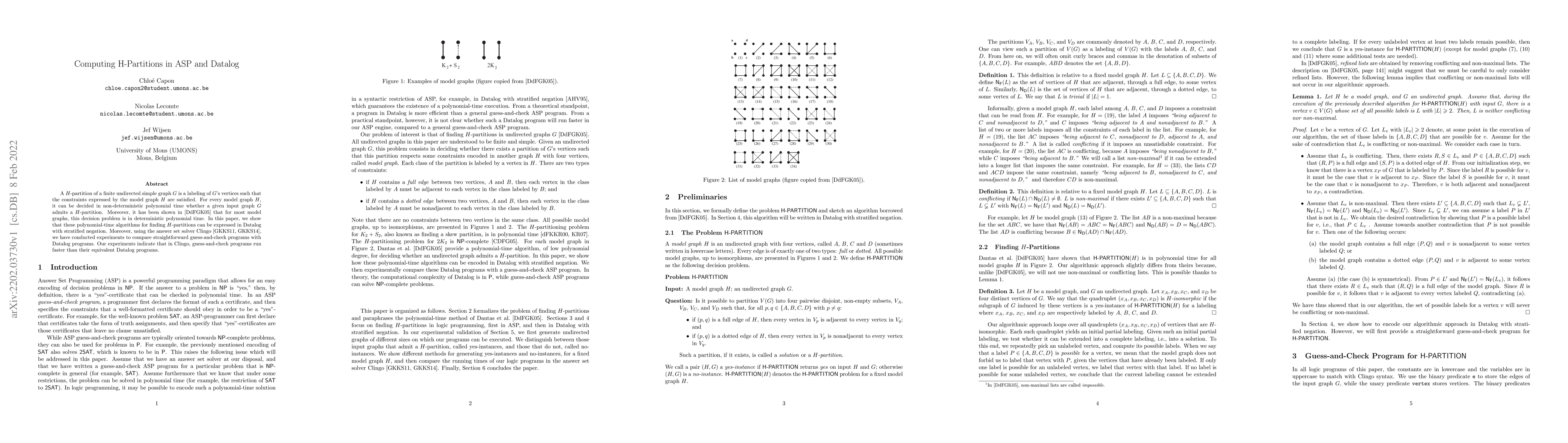 Thumbnail for Computing H-Partitions in ASP and Datalog