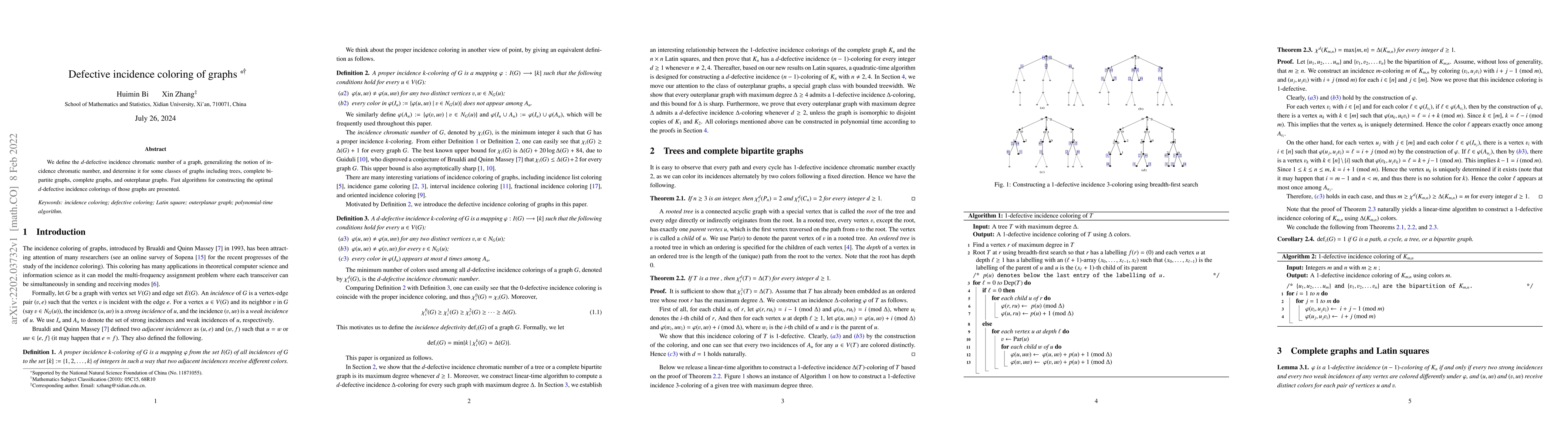 Thumbnail for Defective incidence coloring of graphs