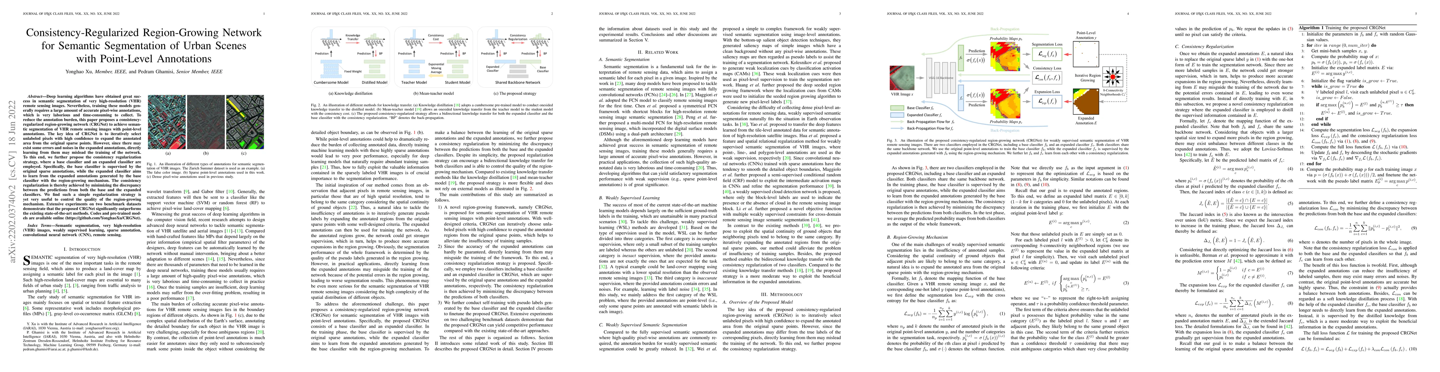 Thumbnail for Consistency-Regularized Region-Growing Network for Semantic Segmentation
  of Urban Scenes with Point-Level Annotations