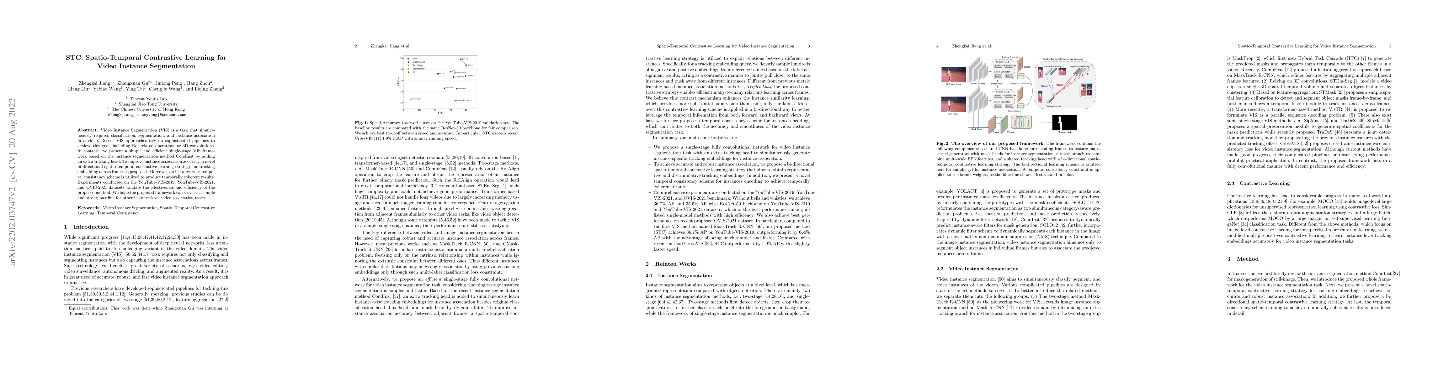 Thumbnail for STC: Spatio-Temporal Contrastive Learning for Video Instance
  Segmentation