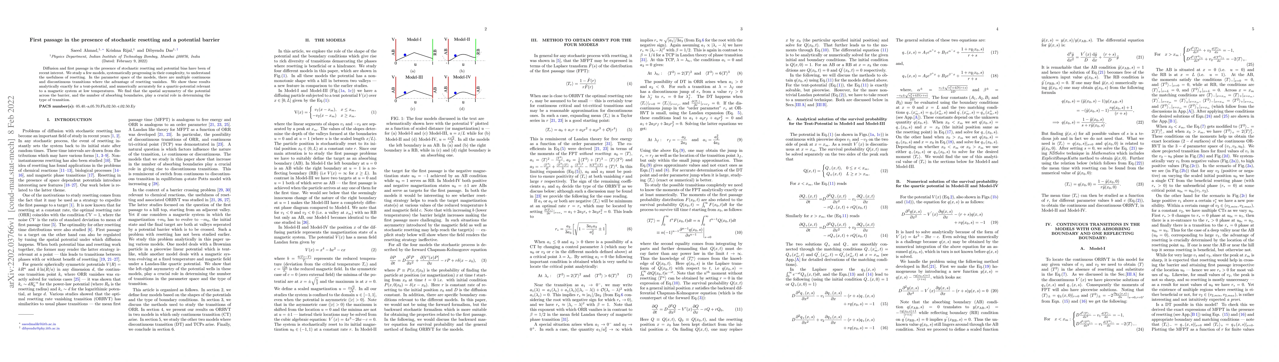 Thumbnail for First passage in the presence of stochastic resetting and a potential
  barrier