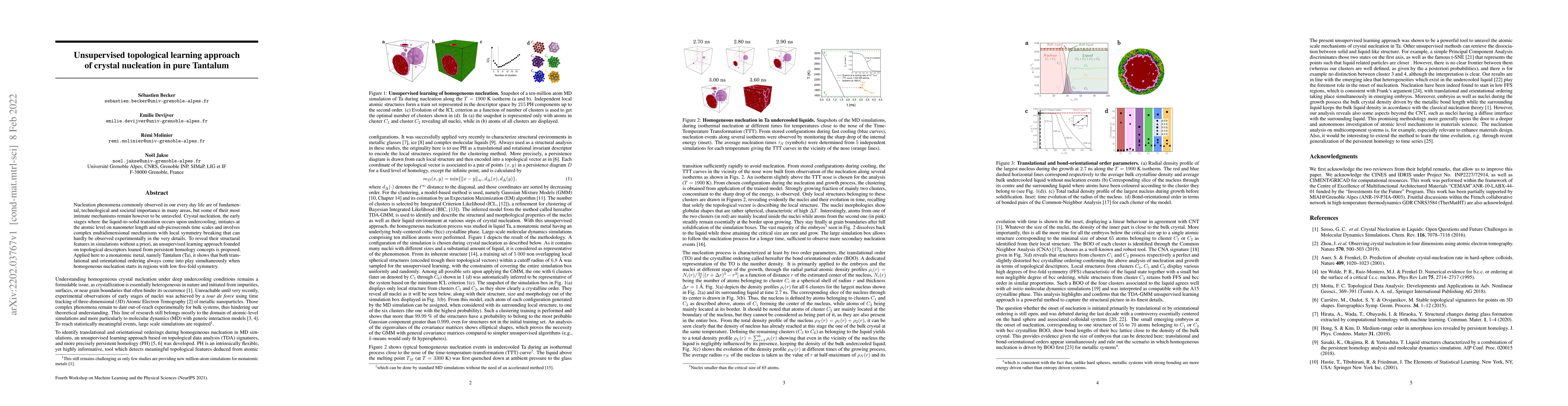 Thumbnail for Unsupervised topological learning approach of crystal nucleation in pure
  Tantalum