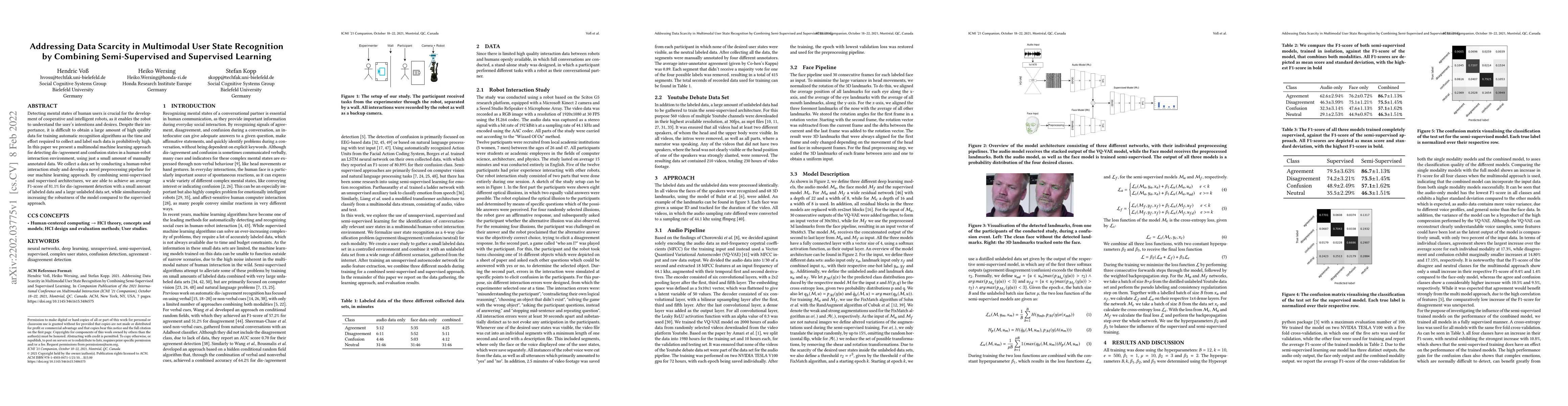 Thumbnail for Addressing Data Scarcity in Multimodal User State Recognition by
  Combining Semi-Supervised and Supervised Learning