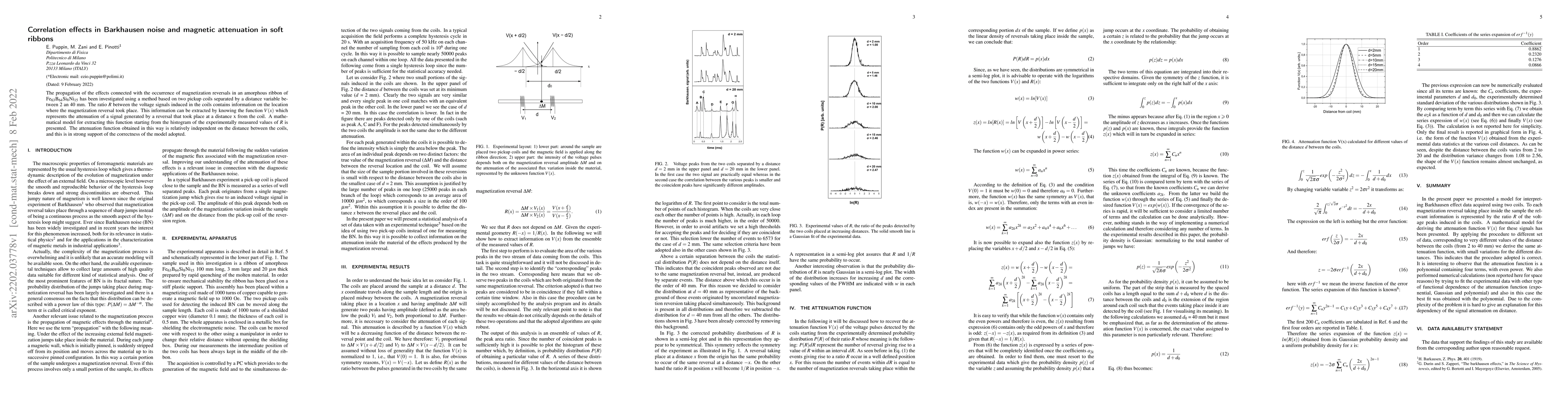 Thumbnail for Correlation effects in Barkhausen noise and magnetic attenuation in soft
  ribbons
