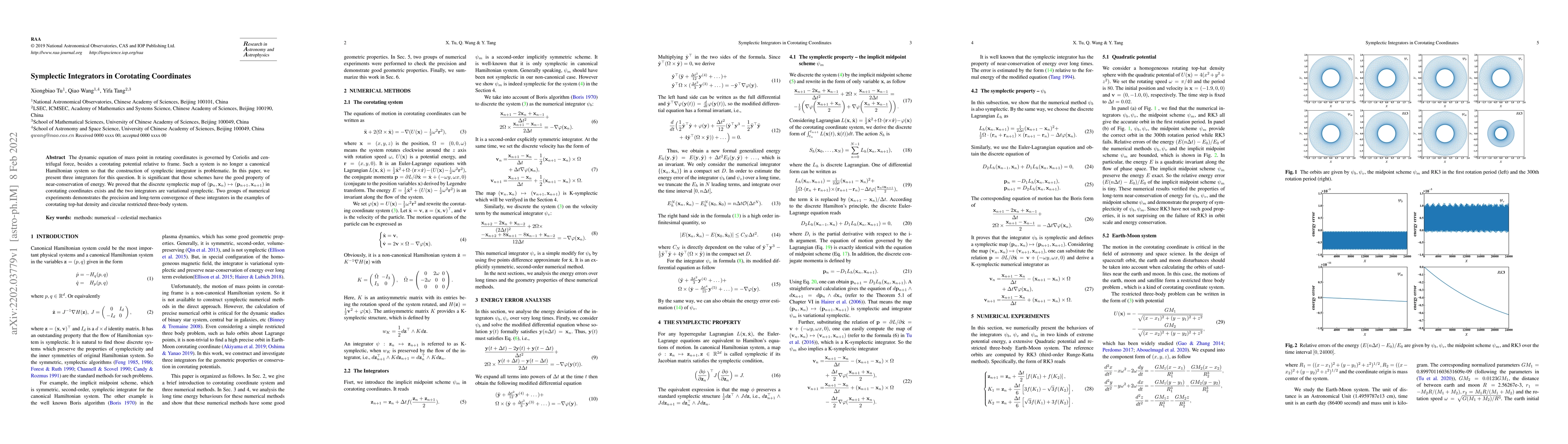 Thumbnail for Symplectic Integrators in Corotating Coordinates