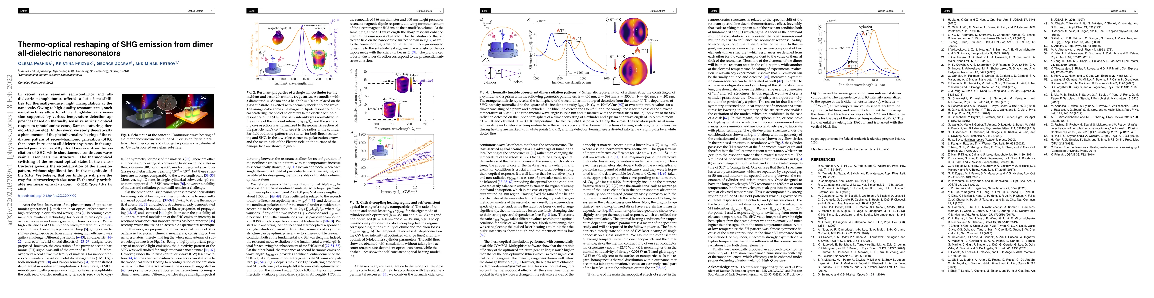 Thumbnail for Thermo-optical reshaping of SHG emission from dimerall-dielectric
  nanoresonators