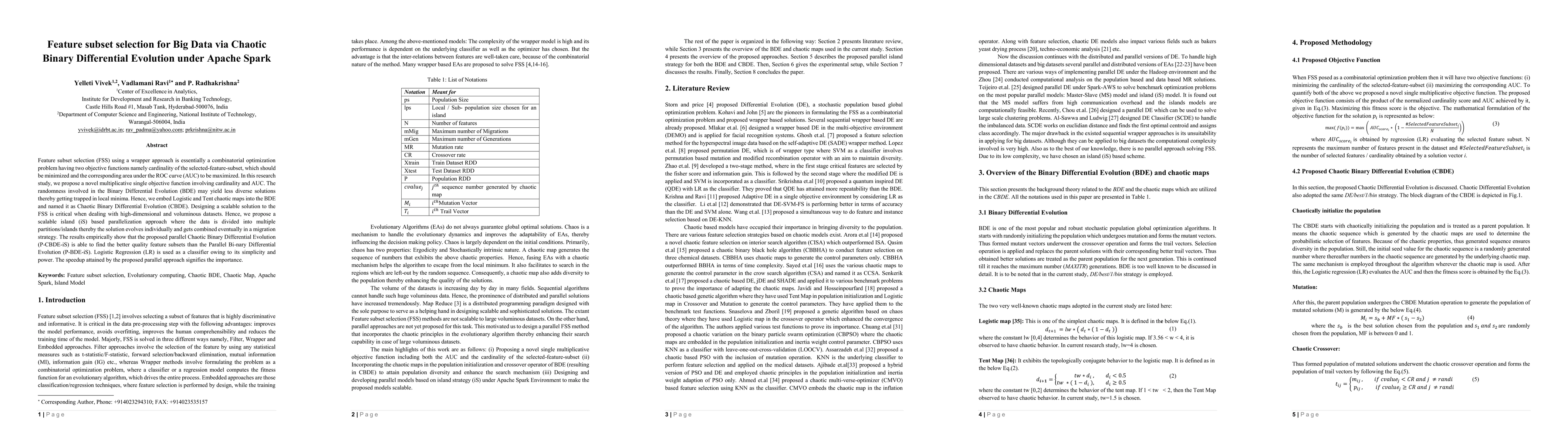 Thumbnail for Feature subset selection for Big Data via Chaotic Binary Differential
  Evolution under Apache Spark