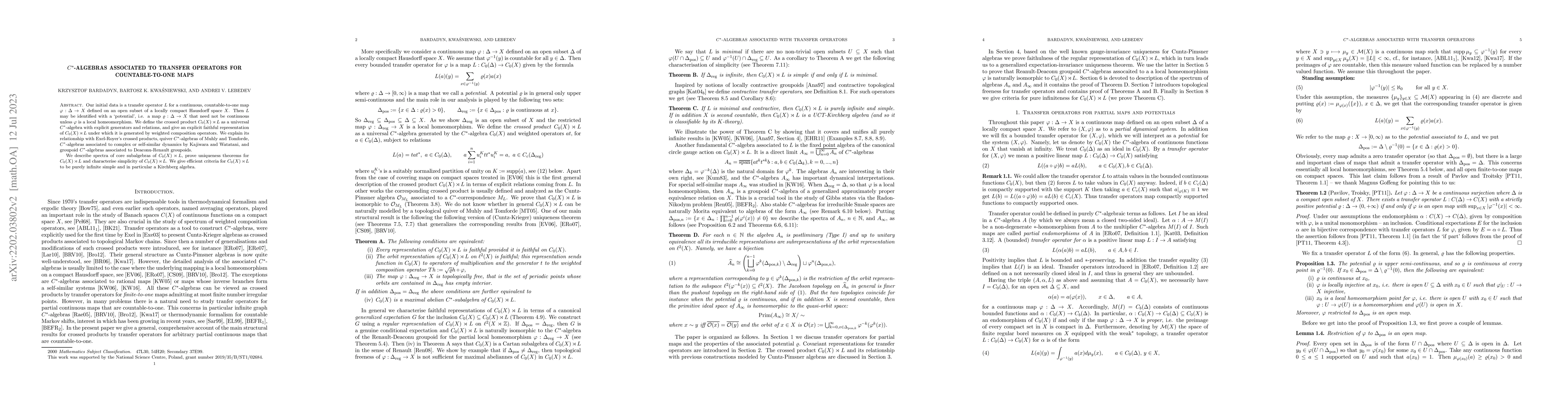Thumbnail for On $C^*$-algebras associated to transfer operators for countable-to-one
  maps