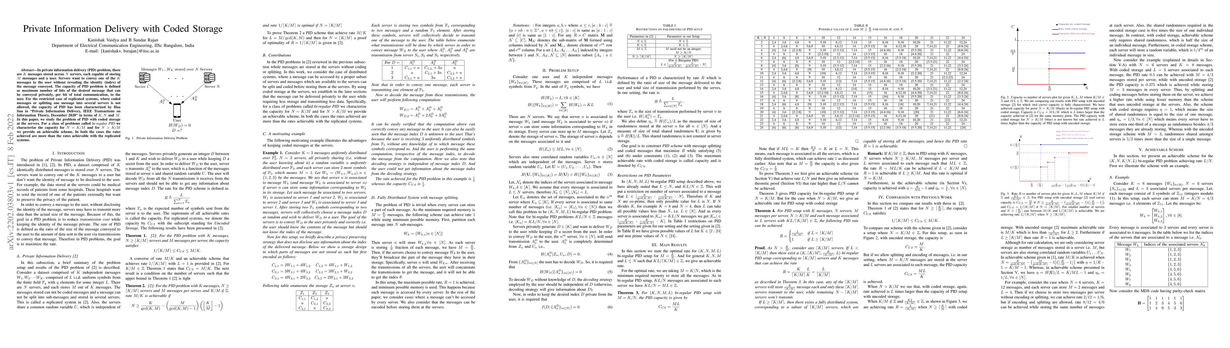 Thumbnail for Private Information Delivery with Coded Storage