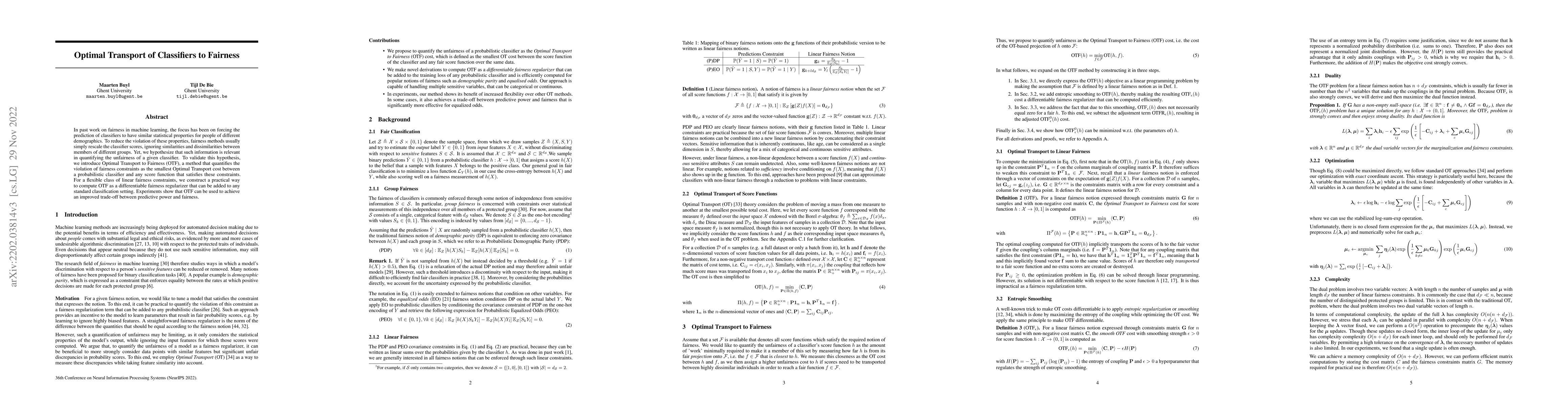 Thumbnail for Optimal Transport of Classifiers to Fairness