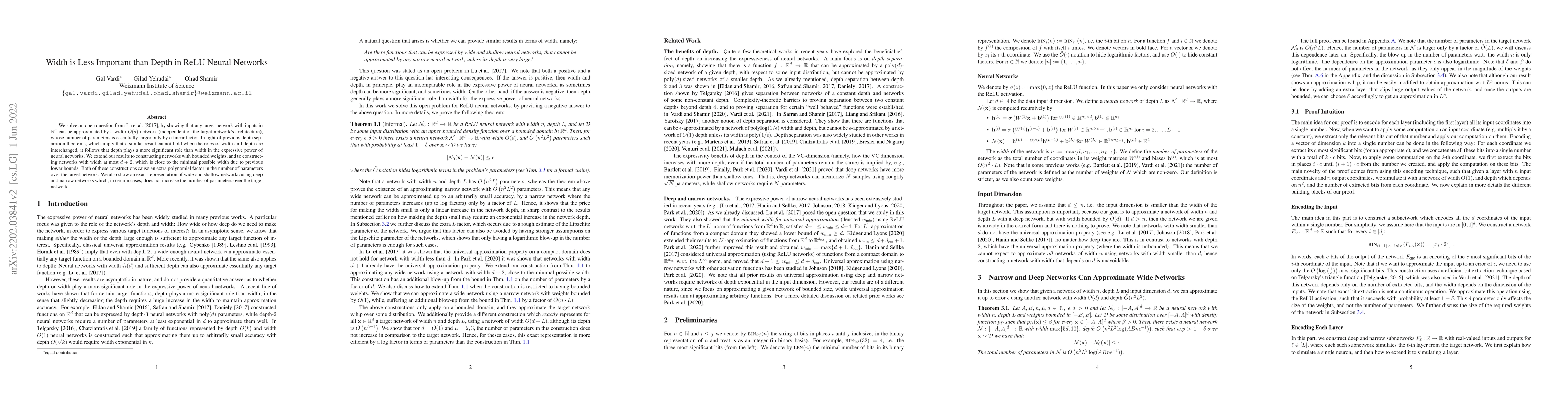 Thumbnail for Width is Less Important than Depth in ReLU Neural Networks