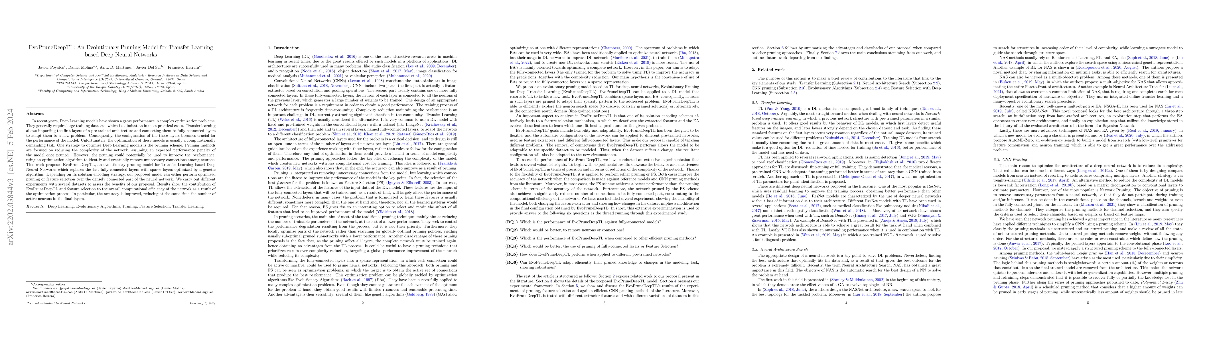 Thumbnail for EvoPruneDeepTL: An Evolutionary Pruning Model for Transfer Learning
  based Deep Neural Networks