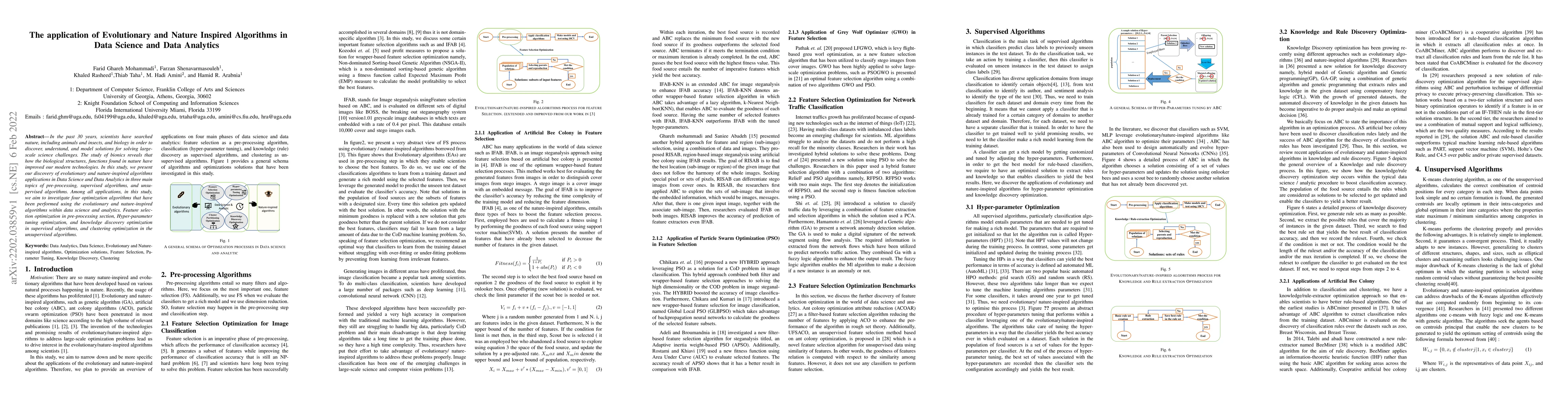 Thumbnail for The application of Evolutionary and Nature Inspired Algorithms in Data
  Science and Data Analytics