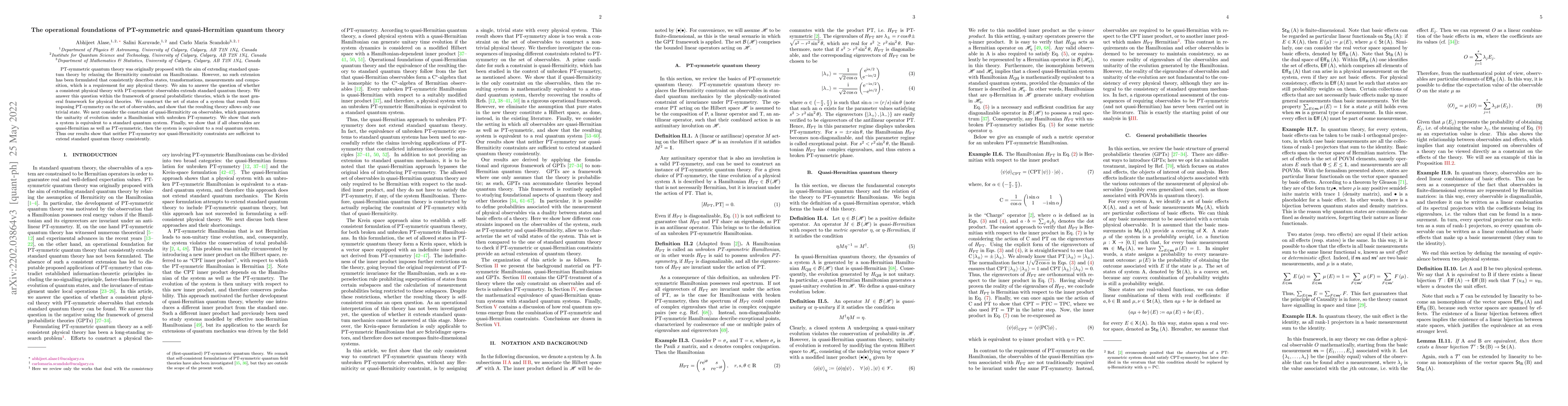 Thumbnail for The operational foundations of PT-symmetric and quasi-Hermitian quantum
  theory