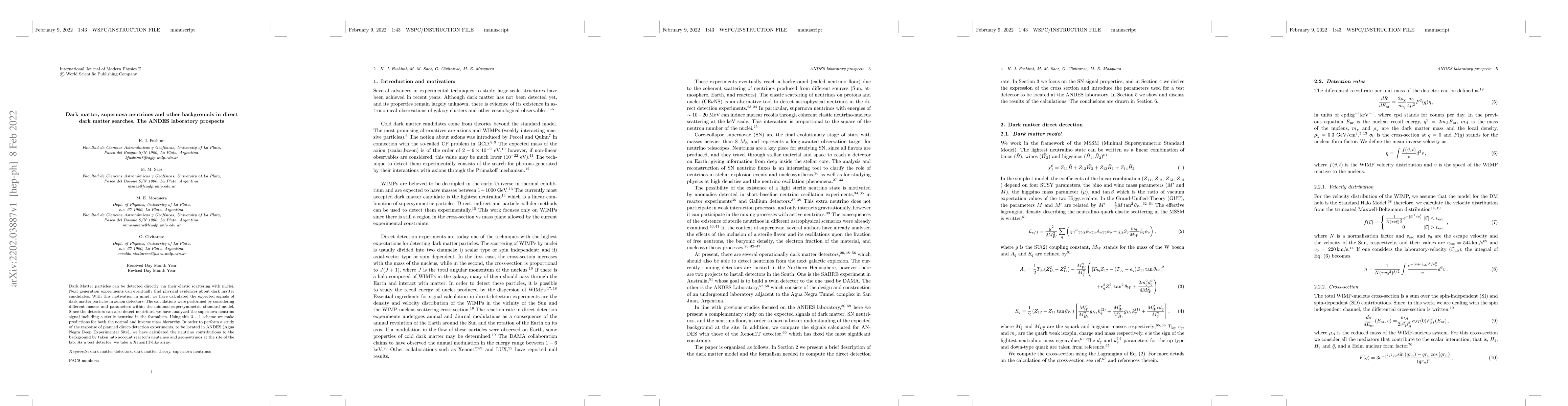 Thumbnail for Dark matter, supernova neutrinos and other backgrounds in direct dark
  matter searches. The ANDES laboratory prospects