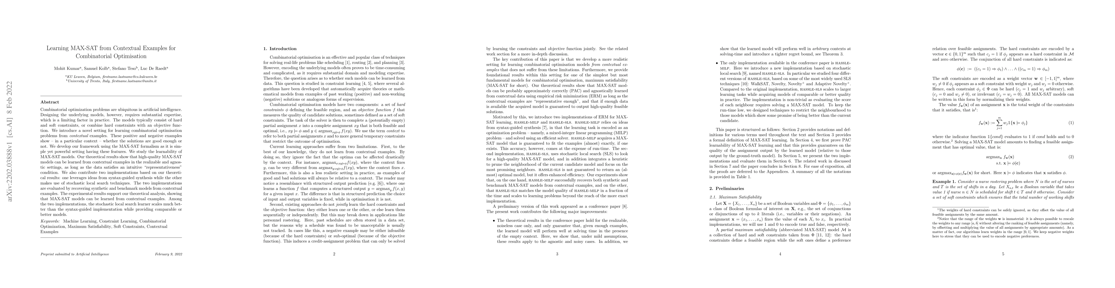 Thumbnail for Learning MAX-SAT from Contextual Examples for Combinatorial Optimisation