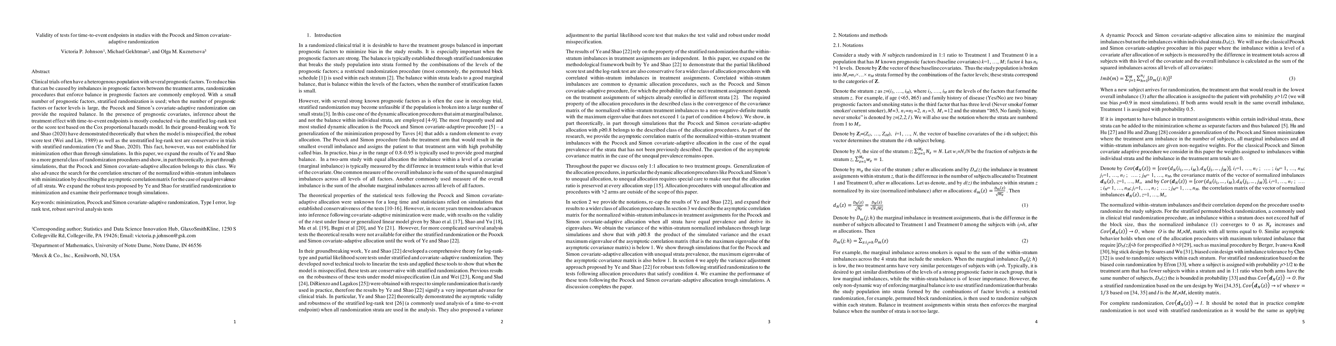 Thumbnail for Validity of tests for time-to-event endpoints in studies with the Pocock
  and Simon covariate-adaptive randomization