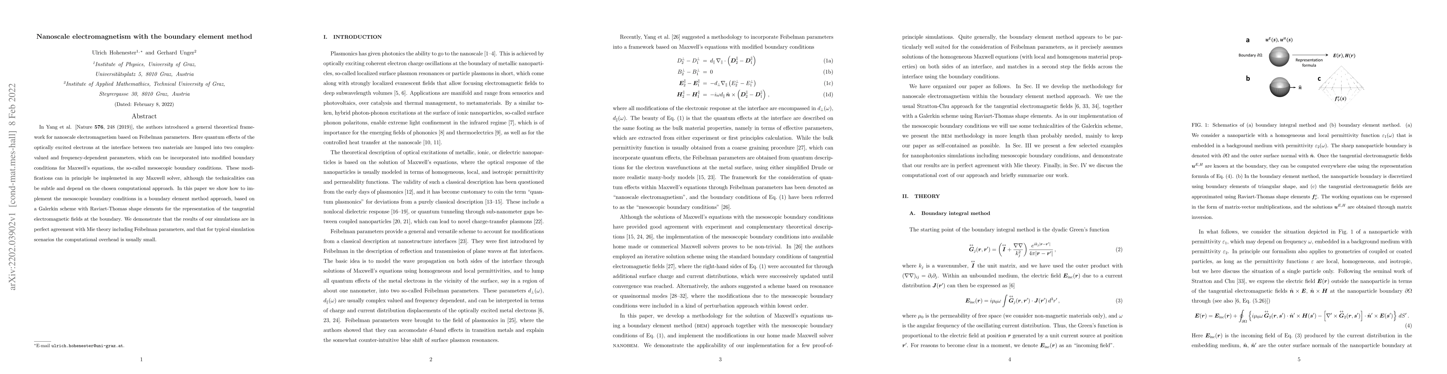 Thumbnail for Nanoscale electromagnetism with the boundary element method