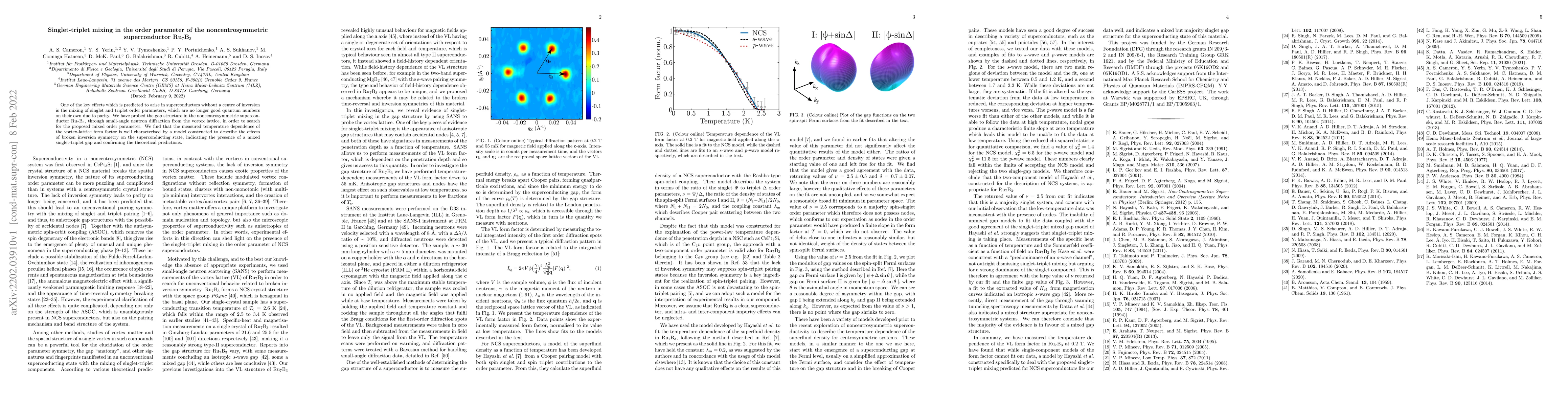 Thumbnail for Singlet-triplet mixing in the order parameter of the noncentrosymmetric
  superconductor Ru$_{7}$B$_{3}$