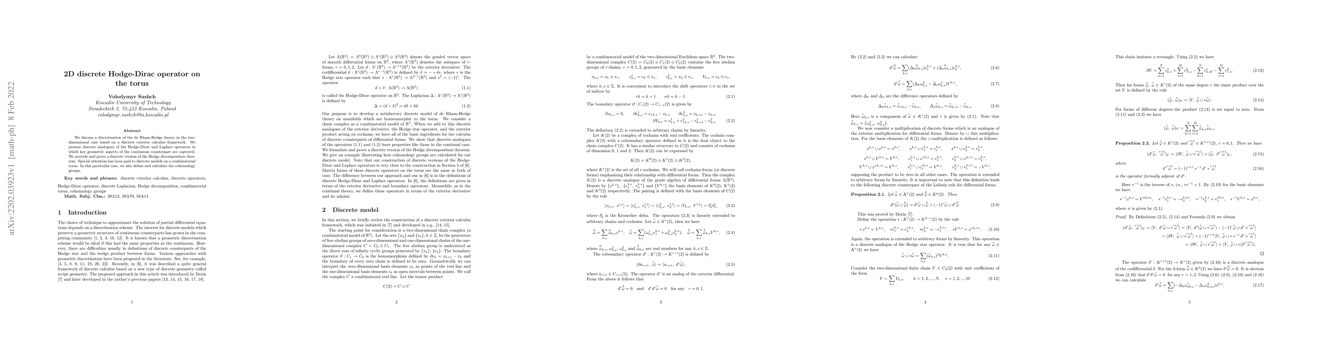 Thumbnail for 2D discrete Hodge-Dirac operator on the torus