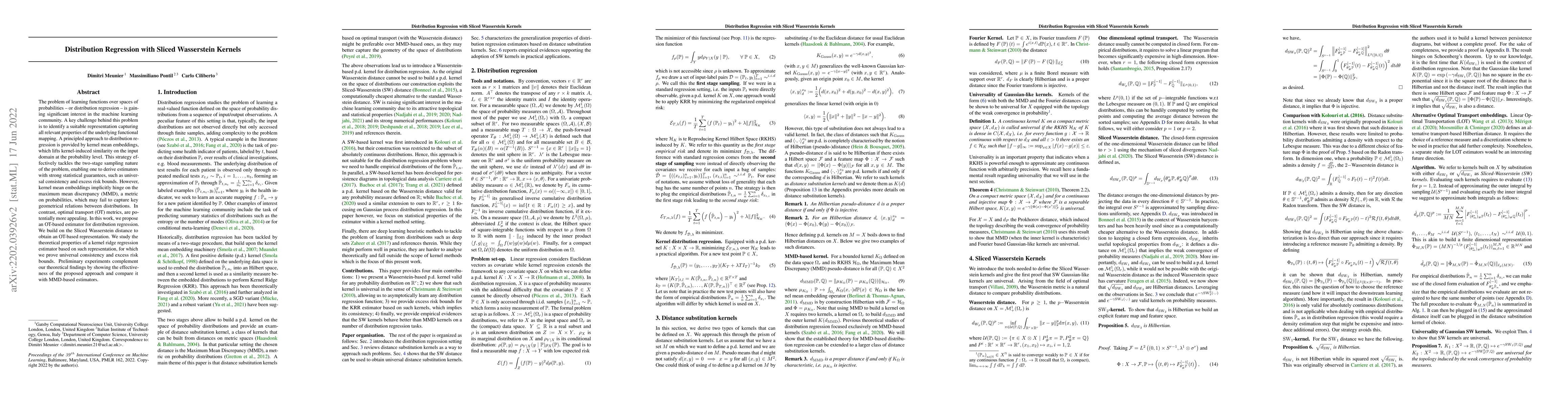 Thumbnail for Distribution Regression with Sliced Wasserstein Kernels