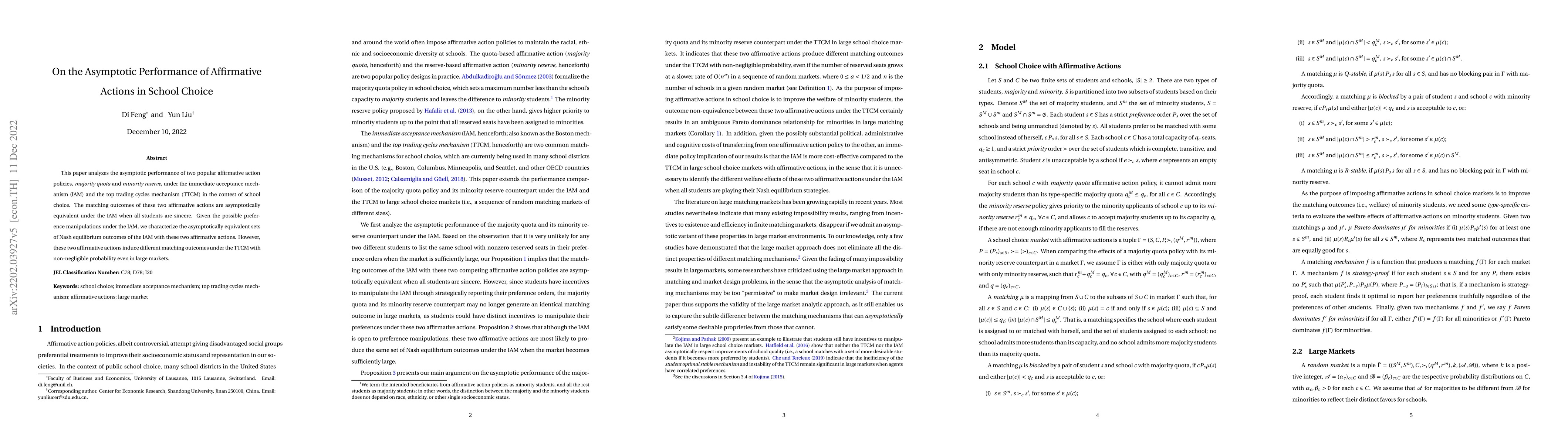 Thumbnail for On the Asymptotic Performance of Affirmative Actions in School Choice